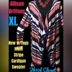 🪷NWT Allison Brittney XL Multicolor Stripe Cardigan Sweater